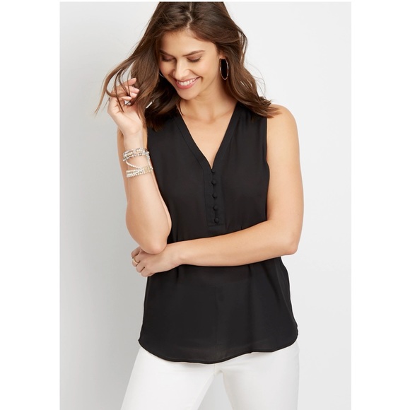Maurices Tops - NWT Maurices Black Tank Top with Buttons. Size: M